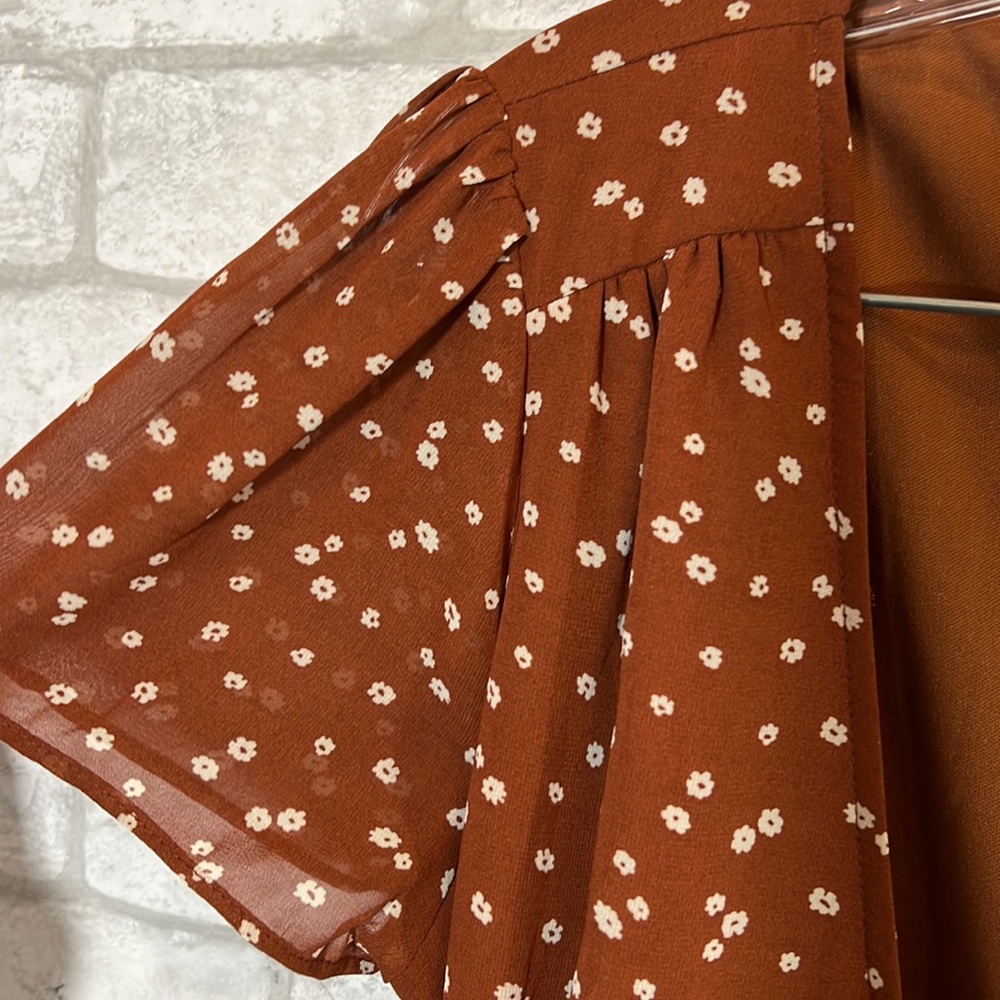 Aakaa floral rust wrap dress size Small - Picture 8 of 13